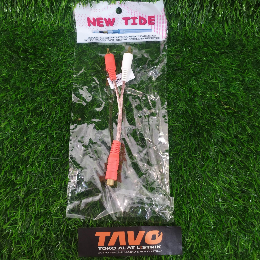 Kabel 2 Jack RCA to Cover RCA / Y Splitter RCA 2 Male to 1 Female Cabang 2-1