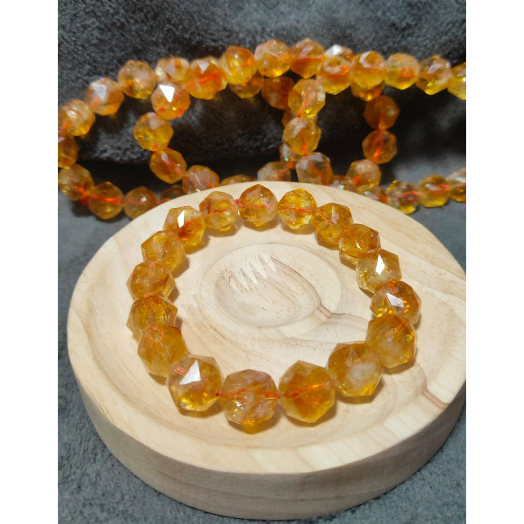 Gelang Citrine Natural Diamond Faceted 12 mm Top Grade
