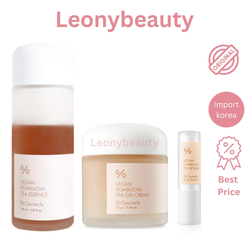 DR. CEURACLE Vegan Kombucha Tea ( Essence 150ml / Gel Cream 75gr / Tea Lip Balm 3.7gr )
