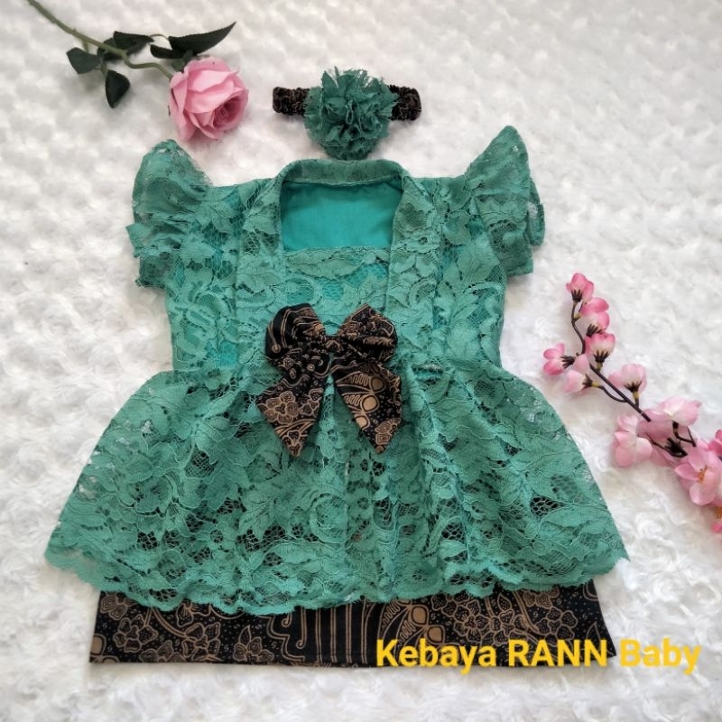 REAL PICT SETELAN KEBAYA BAYI / KEBAYA ANAK PEREMPUAN / KEBAYA MODERN PITONAN TEDAK SITEN hijau tosc