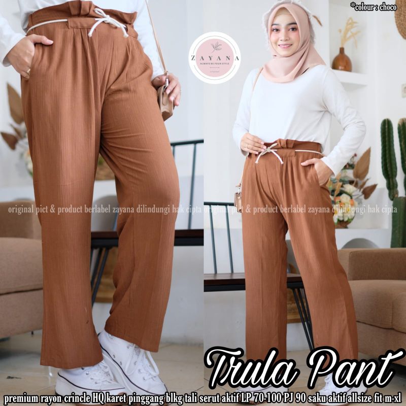 Celana Wanita Kulot Rayon Crincle Tali Pinggang