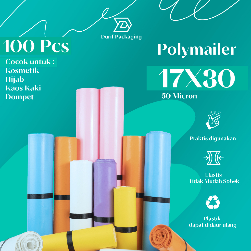 

Plastik Packing Polymailer PE Lem Seal Ukuran 17 X 30,Plastik 50 Micron