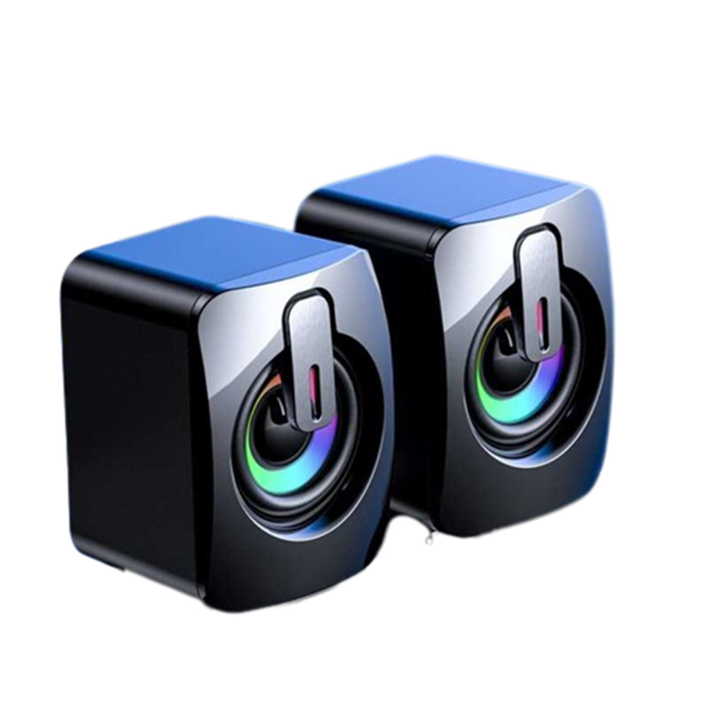 Speaker Mini Desktop Subwoofer Stereo Wired 3.5mm Jack USB RGB Light Speaker Karaoke Mini Laptop Not