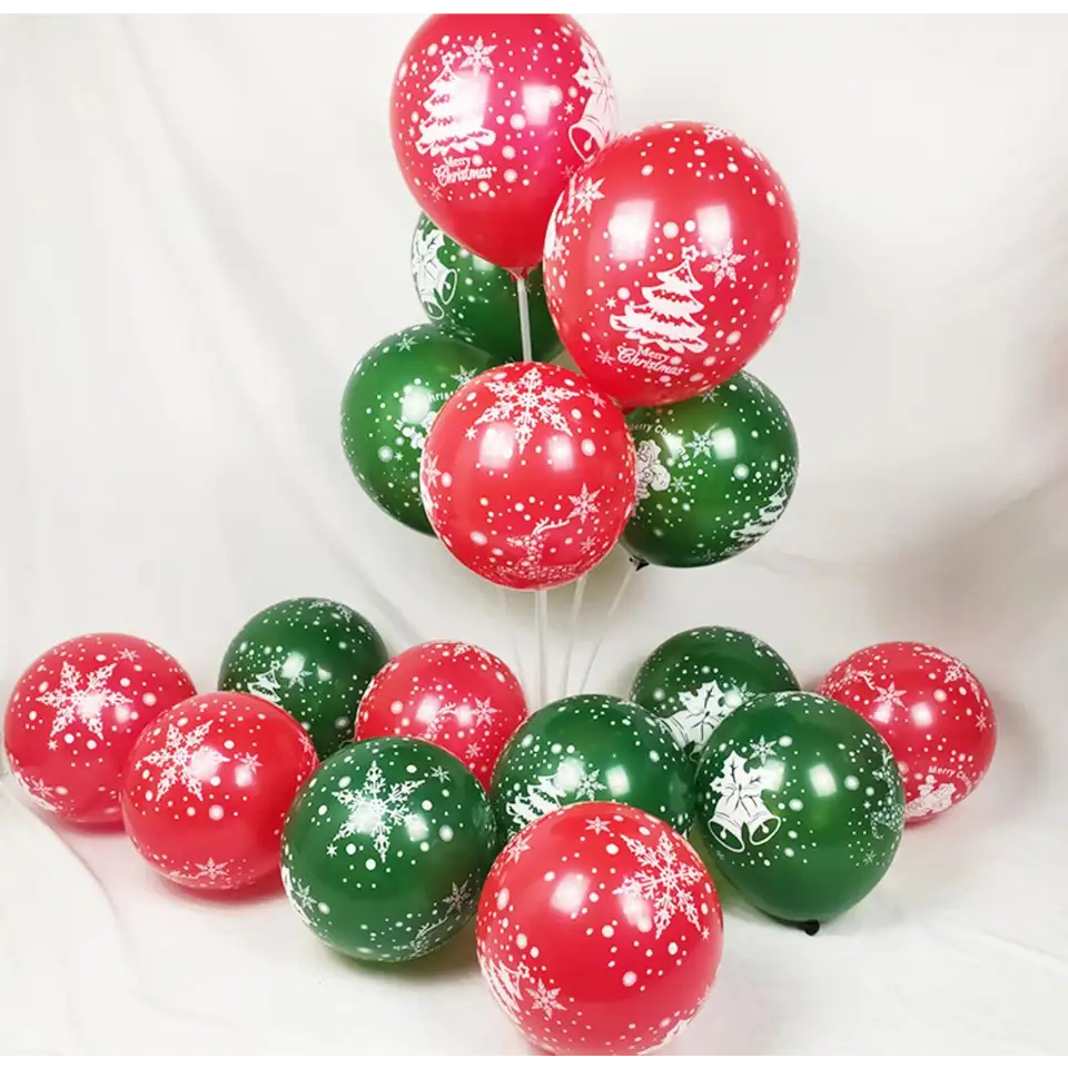 Balon Latex Natal Ukuran 12 Inch Balon Merry Christmas Dekorasi Natal Isi 100pcs