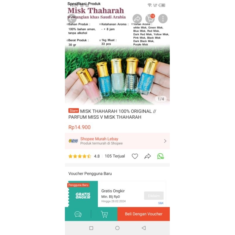 MISK TAHARAH 100% ORIGINAL / PARFUM MISS V MISS THAHARAH