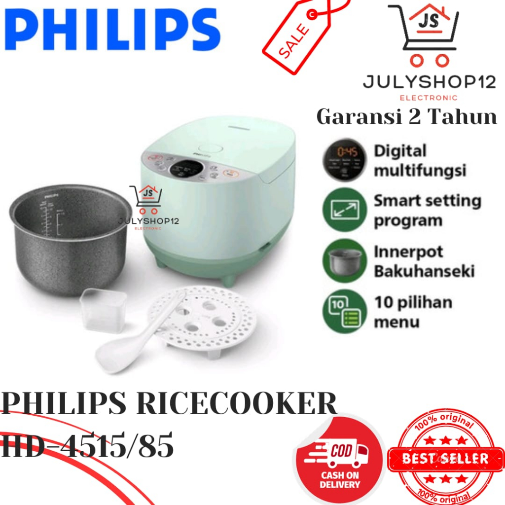 PHILIPS RICECOOKER DIGITAL TYPE HD-4515/85 GREEN / HD4515 / HD-4515 HIJAU MAGICCOM DIGITAL 10 MENU G