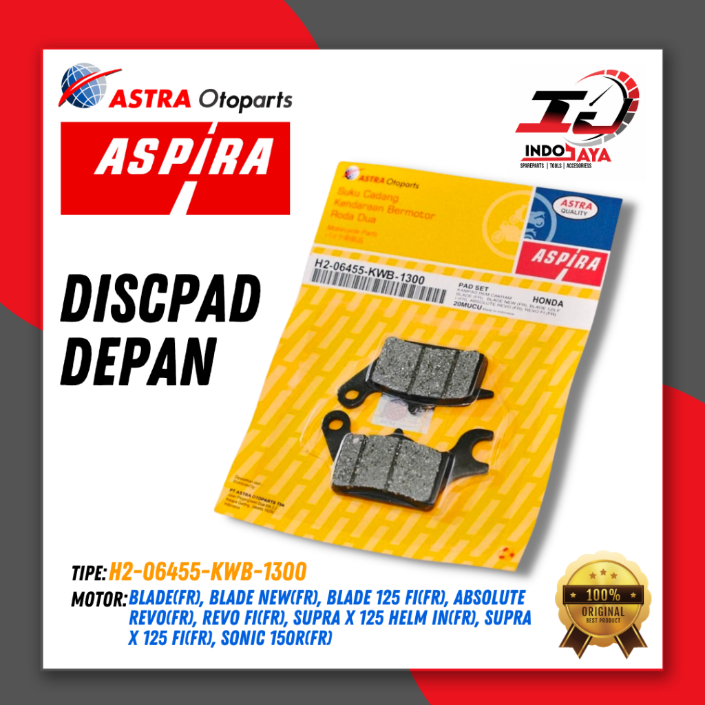 [BAYAR DI TEMPAT] ASPIRA DISCPAD KAMPAS REM DEPAN BLADE / NEW / 125 FI / REVO ABSOLUTE / ABS / REVO 
