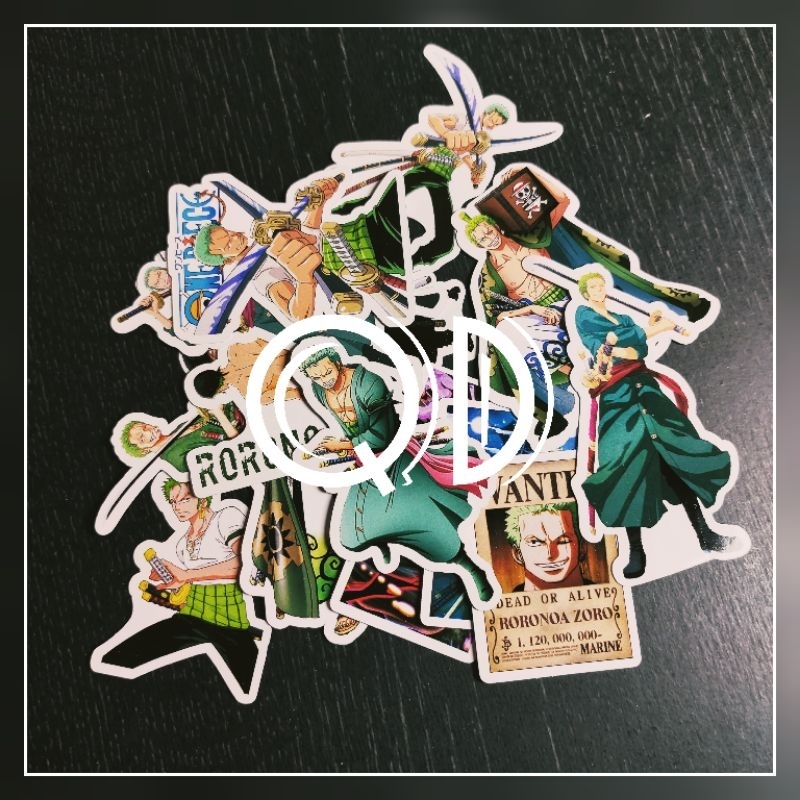 

isi 14pcs stiker zoro anime onepiece sticker glossy murah roronoa zoro