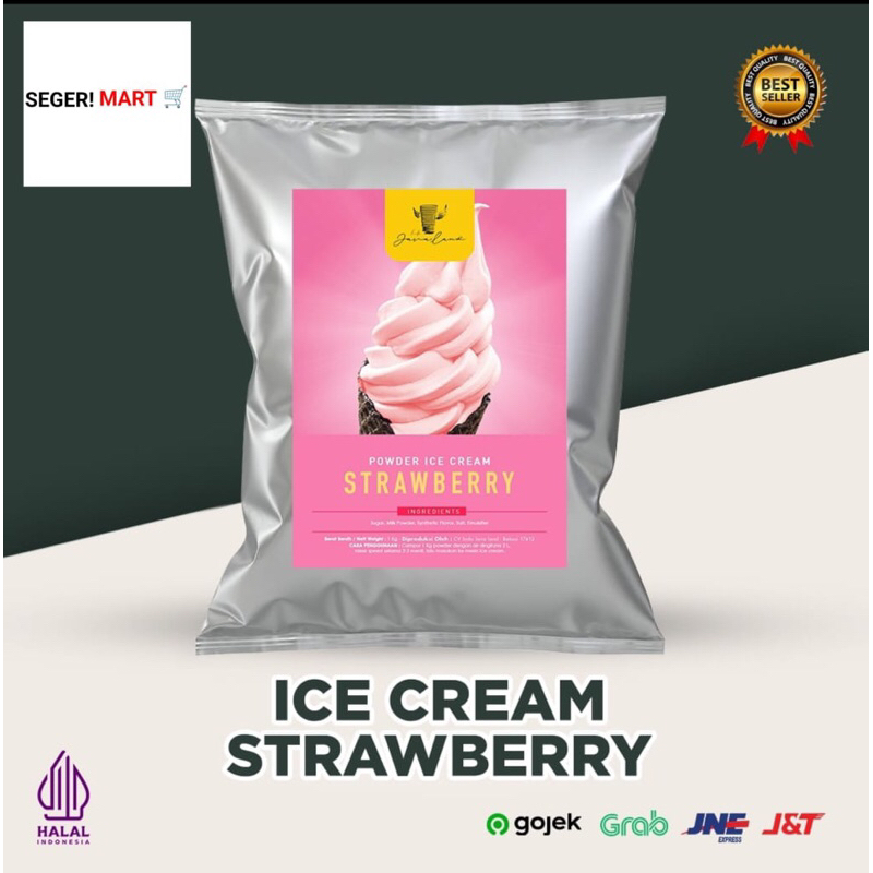 

Powder Bubuk Ice Cream Rasa Strawberry Ukuran 1Kg