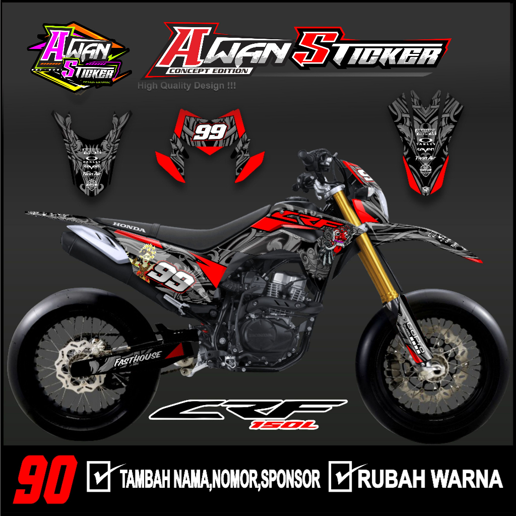 Sticker decal crf 150 l full body desain minimalis aksesoris honda  Fullbody Dekal CRF 150 L Trail S