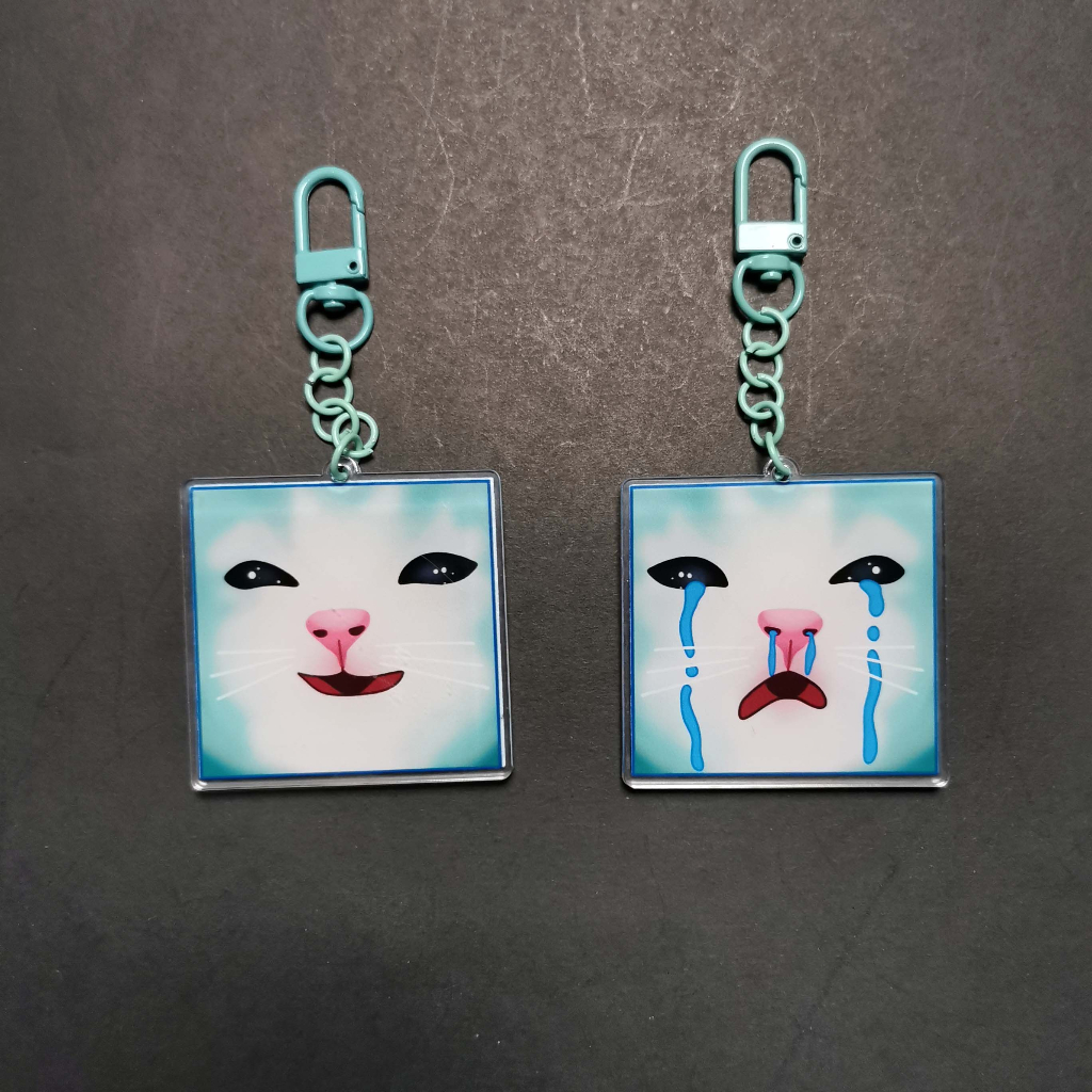 Gantungan Kunci Keychain Kucing lucu Cat meme crying cat