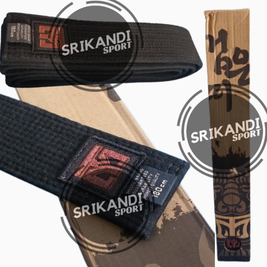 Sabuk Hitam Karate Taekwondo MOOTO DO BLACK BELT for BJJ Jujitsu Beladiri - SRIKANDI Sport