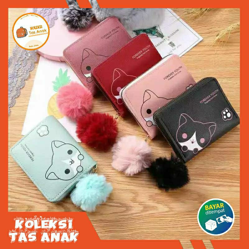 Dompet wanita kecil Dompet kartu & uang Dompet wanita resleting mini motif kucing
