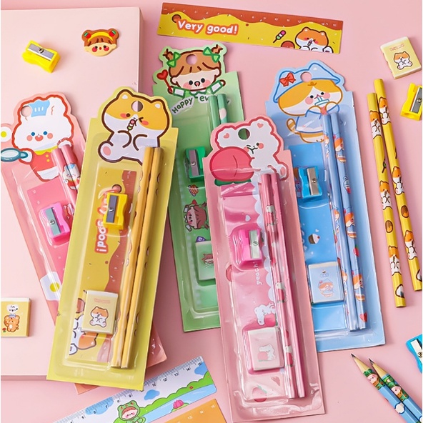 

5 Set In 1 Alat Tulis Anak Lucu Karakter Kartun