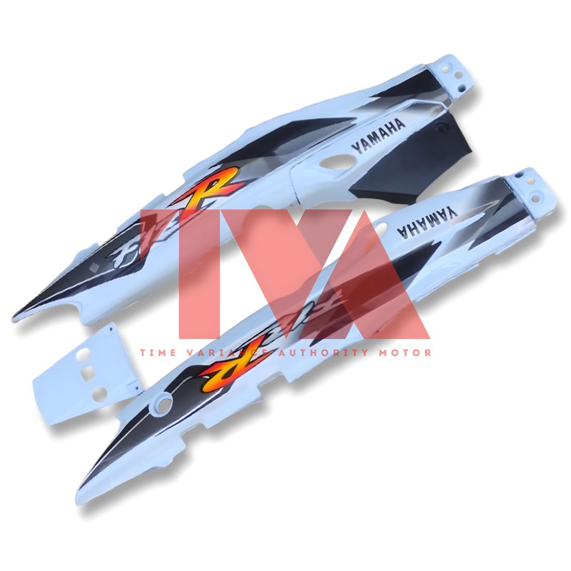 COVER BODY FIZ R SPORTY 2002 PUTIH LIS HITAM/MERAH SET BOX AKI PLUS STRIPING