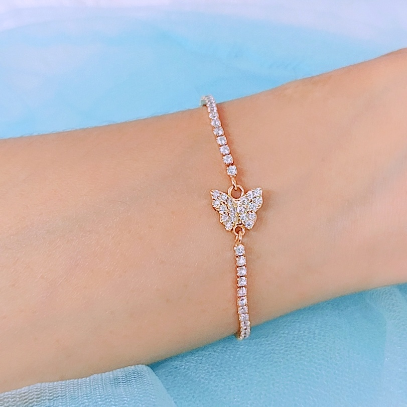 Gelang Rantai Xuping Batu Mata Putih Wanita Motif Kupu Cantik - SG134