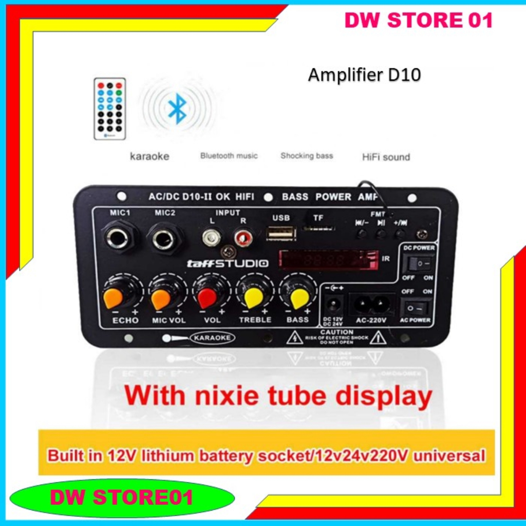 Amplifier Karaoke Bluetooth with Digital Screen TaffSTUDIO Papan Audio power amplifier subwoofer amp