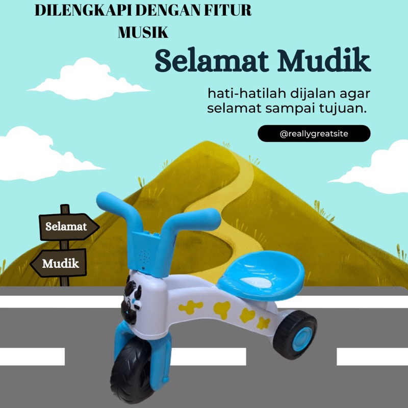 MAINAN ANAK SEPEDA SAPI MUSIK / Mainan Sepeda Dorong Anak Sepeda Roda Tiga Sepeda Anak Balita