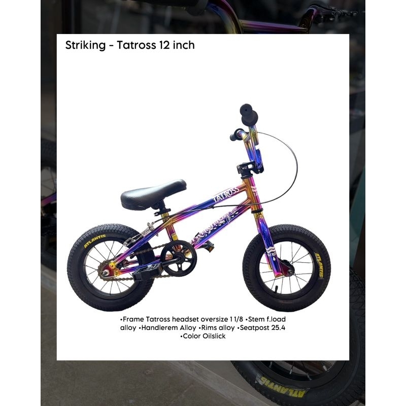 FULLBIKE TATROSS 12 INCH SEPEDA BMX ANAK RAINBOW OILSLICK