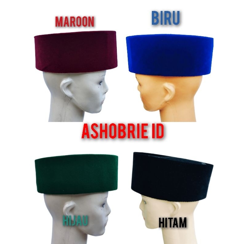 Songkok  warna/peci beludru Hijau, maroon, biru, hitam/peci songkok beludru AC anti air/songkok TAQO