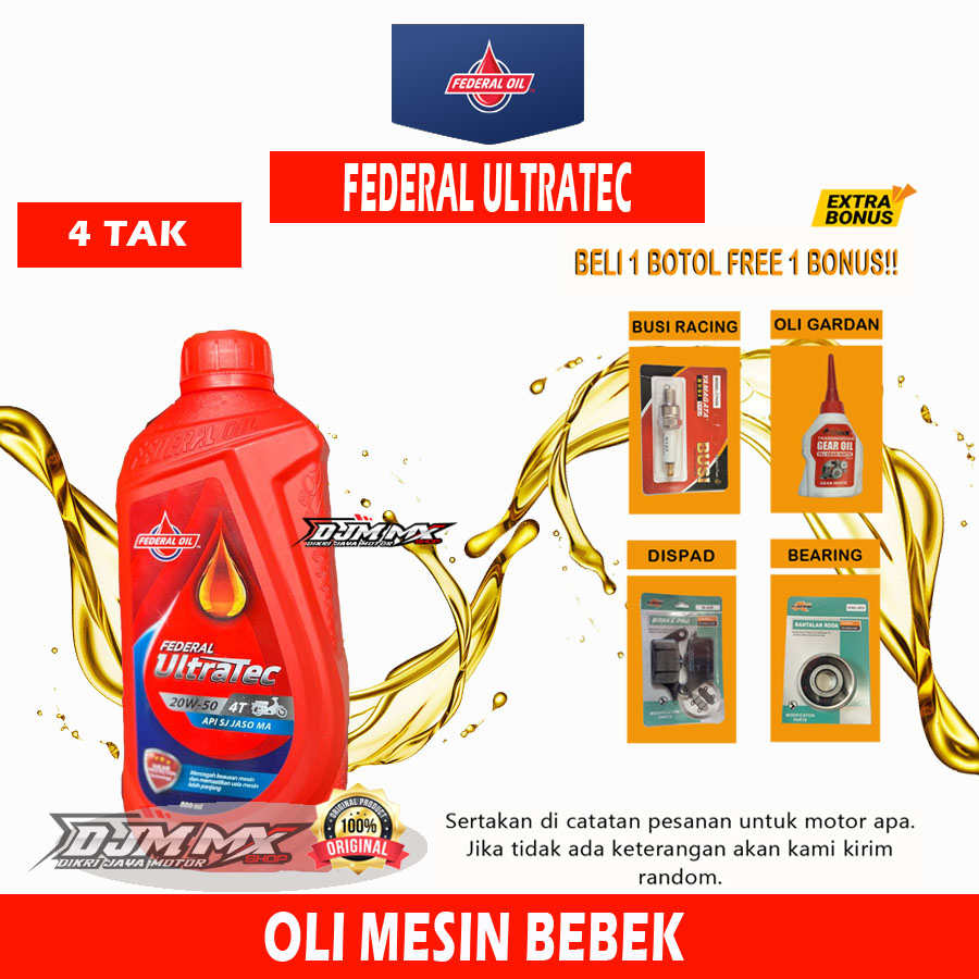 PROMO OLI FEDERAL ULTRATEC 0.8 Liter 1 Liter 20W-50 Oli Original Federal SJ JSO MA
