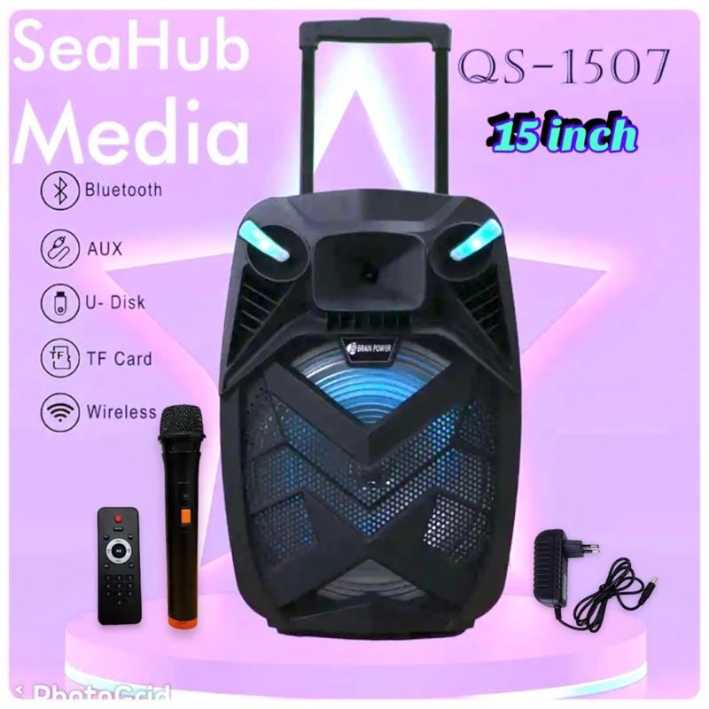 speaker bluetooth portabel karaoke kimiso QS-1507 LED 15 inch with mic