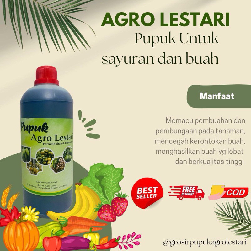 Pupuk Agro Lestari 1 Liter Bisa COD - Pupuk Organik Cair Penyubur dan Pelebat Semua Tanaman Pupuk ag