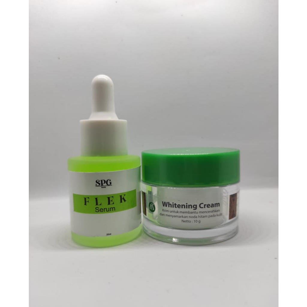 Paket cream whitening SPG + SERUM FLEK Serum untuk Menyamarkan noda dan flek hitam diwajah [2in1] Wa