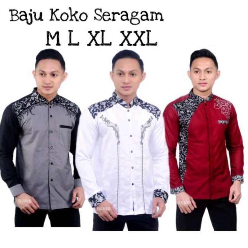Baju koko lengan panjang | Koko Batik pria | Baju Koko Dewasa Jumbo XXL
