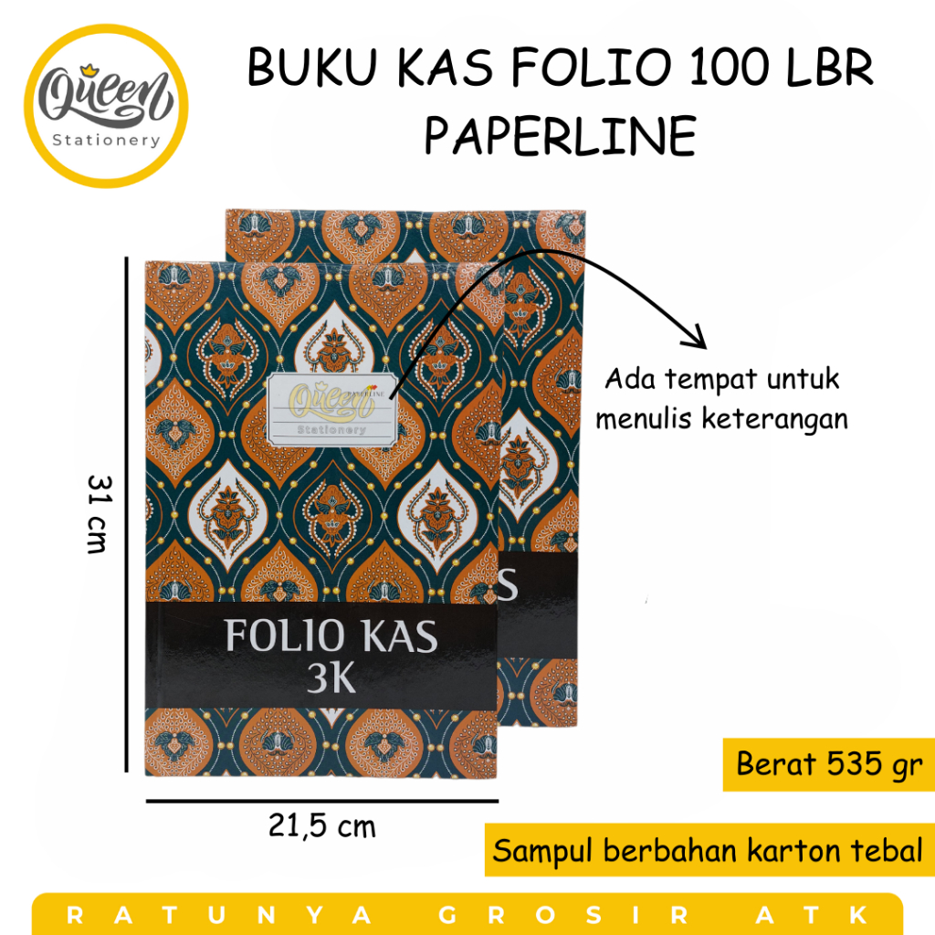 

1 PCS BUKU KAS FOLIO 100 LEMBAR PAPERLINE CASHBOOK BUKU CATATAN KEUANGAN (010204)