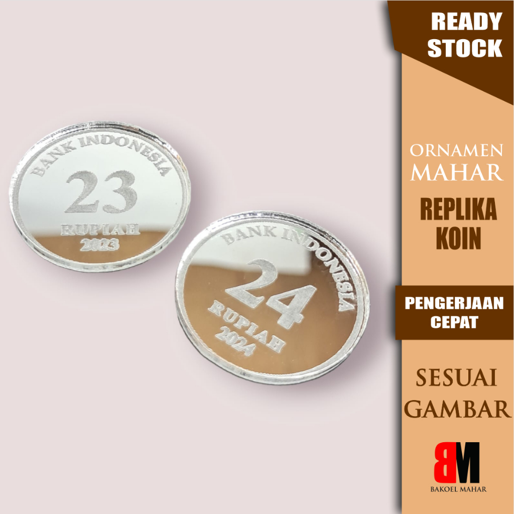 REPLIKA UANG KOIN 23rupiah 24 rupiah akrilik mirror