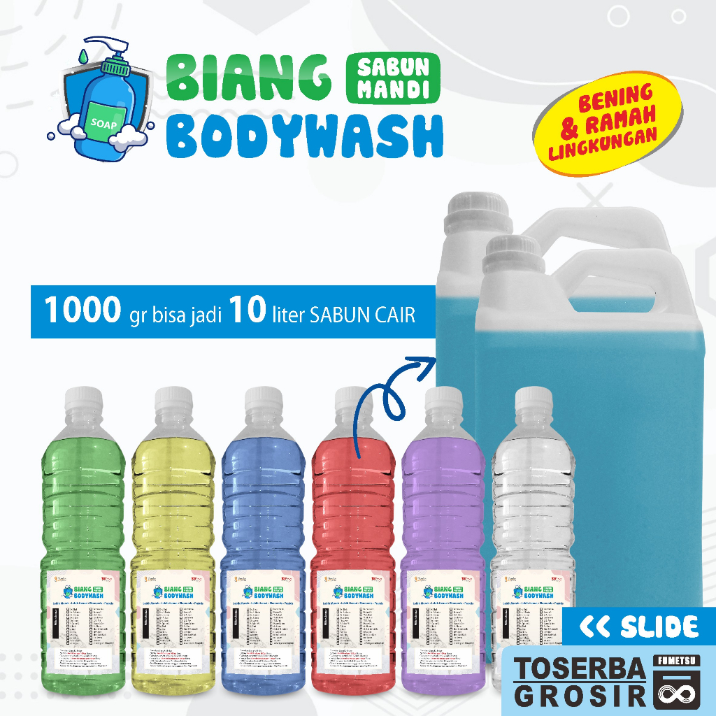 Biang Sabun Mandi 1000 Gram = 10 Liter Aroma Wangi | Harum, Lembut & Hemat | Biang Sabun Mandi Cair 
