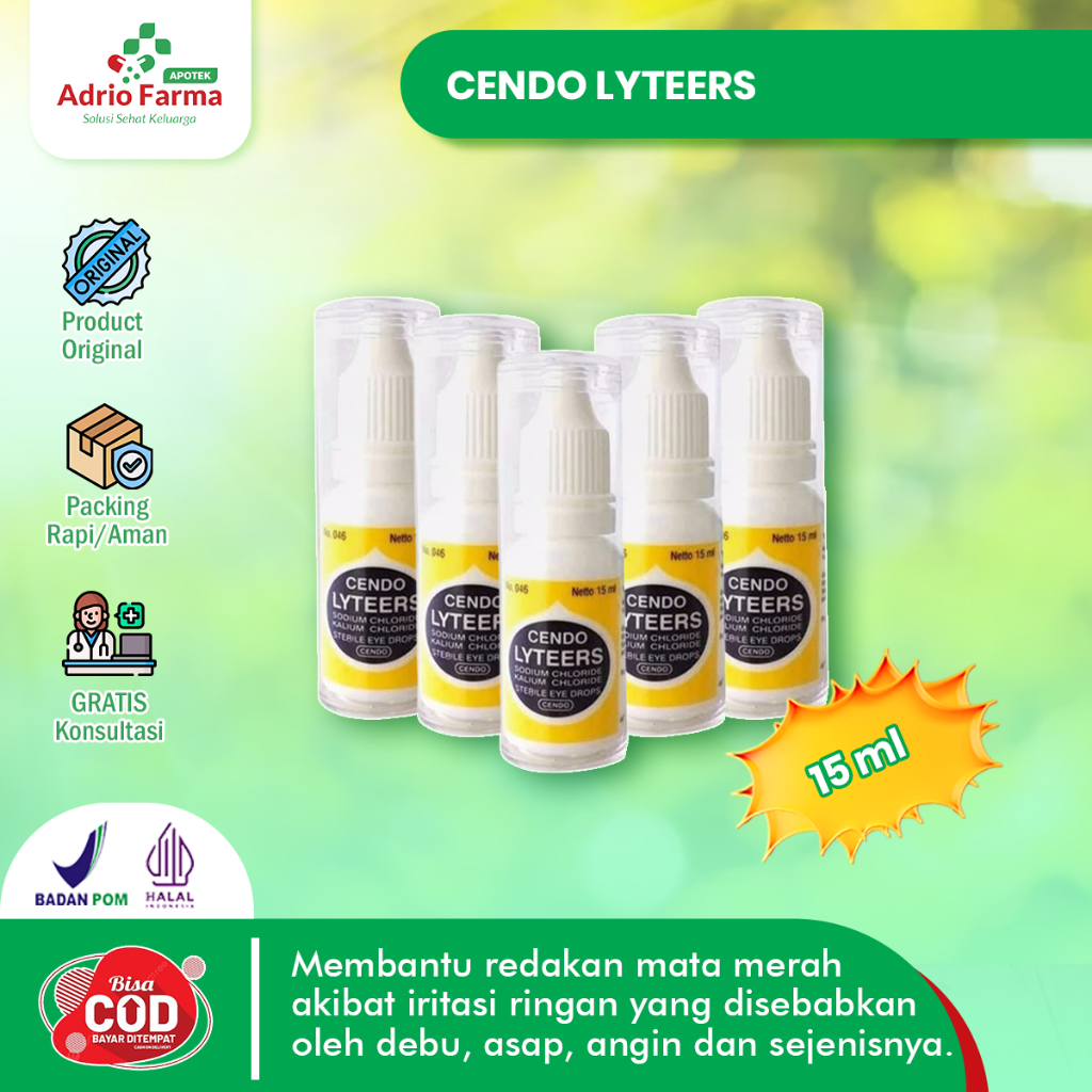 CENDO - LYTEERS TETES MATA Botol @ 15ml - Meringankan Kemerahan & Iritasi Pada Mata - Tetes Mata Gat