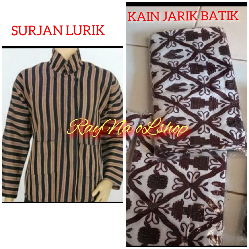 1 SET SETELAN BAJU SURJAN LURIK PRIA + KAIN JARIK BATIK, PAKAIAN TENUN MODERN KLASIK KHAS TRADISIONA