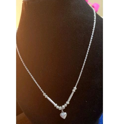 Kalung perak motif love bambu