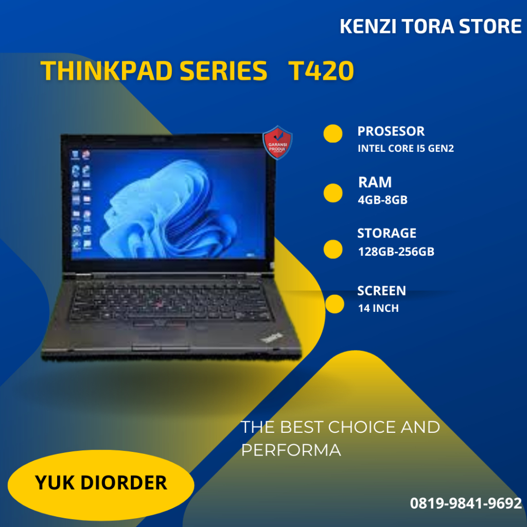 Laptop lenovo thinkpad T420 core i5 Gen2 Ram 8GB Ssd 256GB bergaransi