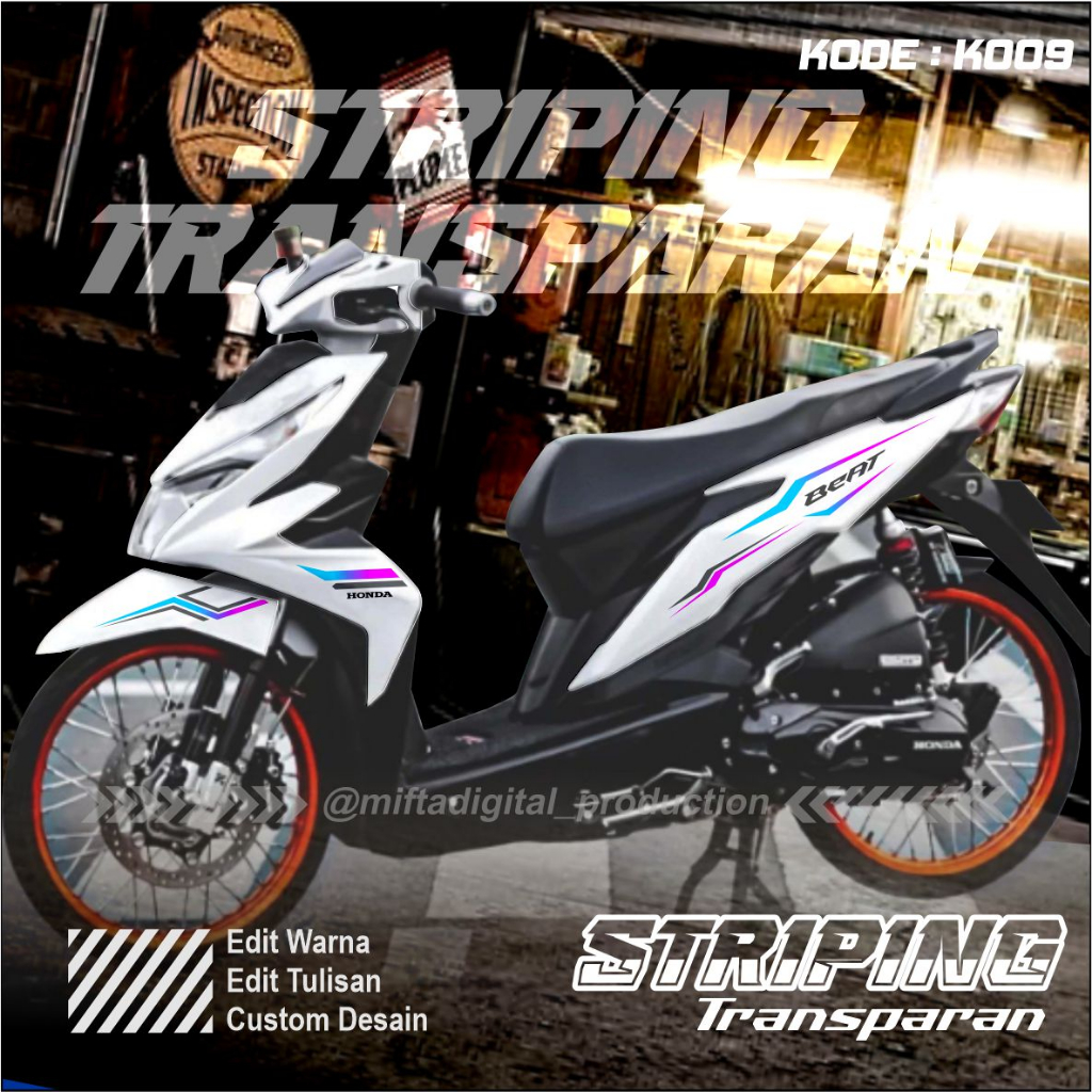 Striping Beat Transparan - Beat Street - Beat Esp - Beat Street Esp - Striping Sticker Beat