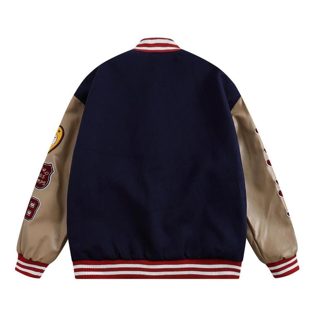 JAKET VARSITY WANITA OVERSIZE - BEAR EMBRIODERY BASEBALL JACKET - STREET KOREAN STYLE TERBARU