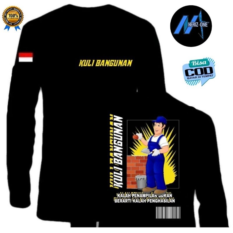 KAOS PRIA TUKANG KULI BANGUNAN DESAIN V2 | TSHIRT DISTRO PREMIUM SABLON DTF ~ BAHAN KATUN COMBED