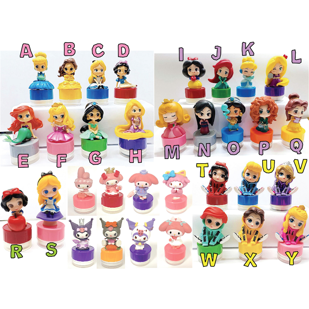 

Custom Stamp / stempel nama anak karakter Princess Melody Kuromi Lotso Cinnamoroll Sailor Moon