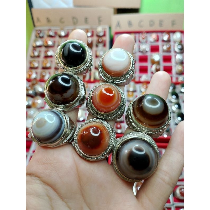 Cincin batu Sulaiman mata (mata dewa) natural asli