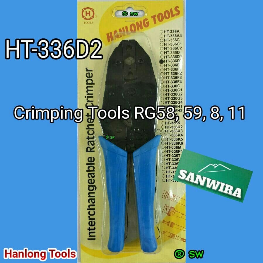 Hanlong TooIs / HT-336D2 / Interchangeable Ratchet Crimper RG58 RG59 RG8 RG11 / Penjepit Konektor / 