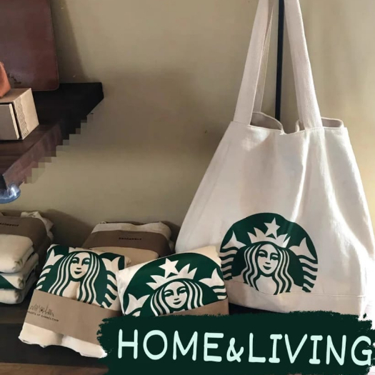 Starbucks kanvas bag/ Tote bag kanvas jumbo / Tas kain recycle bag/ Shopping bag