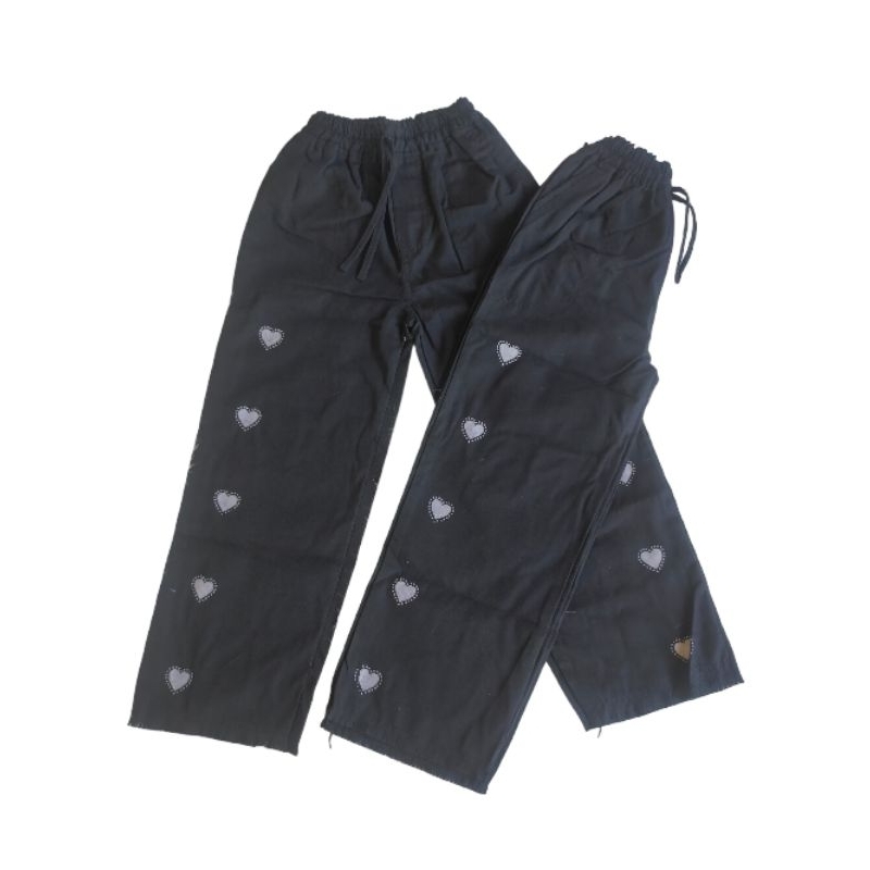 kulot Jeans hitam love 7-9 tahun clana anak perempuan bawahan anak cewe fashion anak