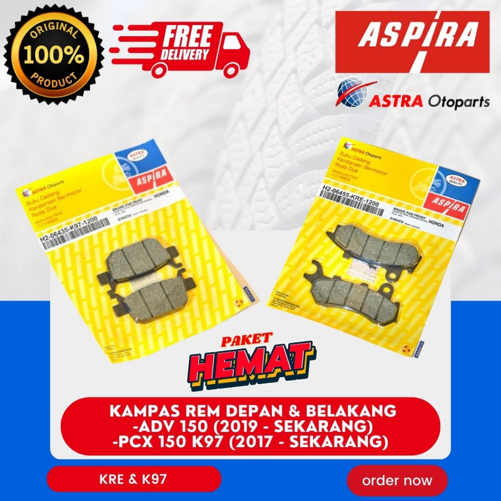 [READY COD] DISCPAD ASPIRA  / DISPED KAMPAS REM DEPAN BELAKANG PCX 150 NEW / ADV 150 K97 & KRE DISPE