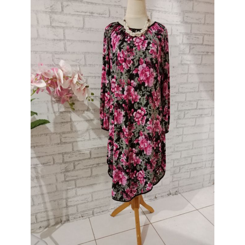 dress tunik bunga big size/dress bunga/blouse tunik big size