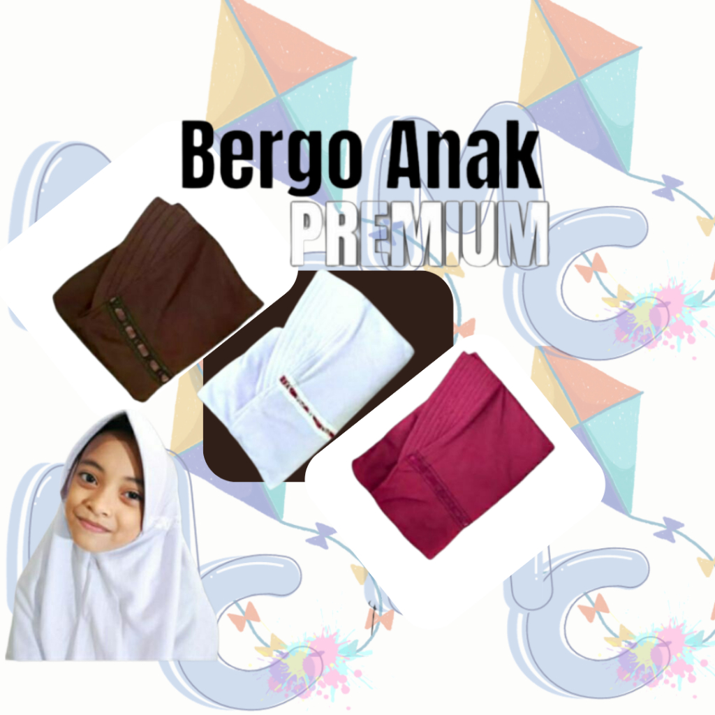 Kerudung SD Merah Putih Coklat Bergo PREMIUM ANAK