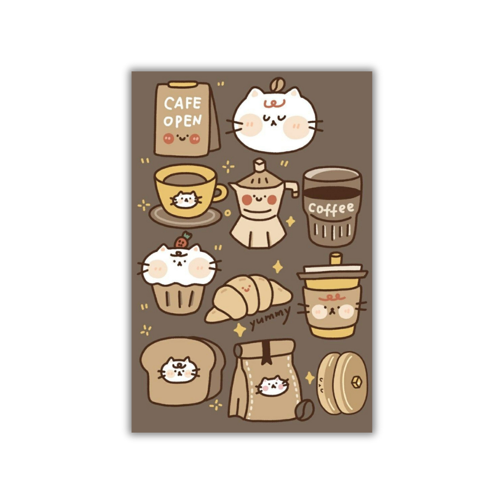 

sticker glossy | sticker coffe cat