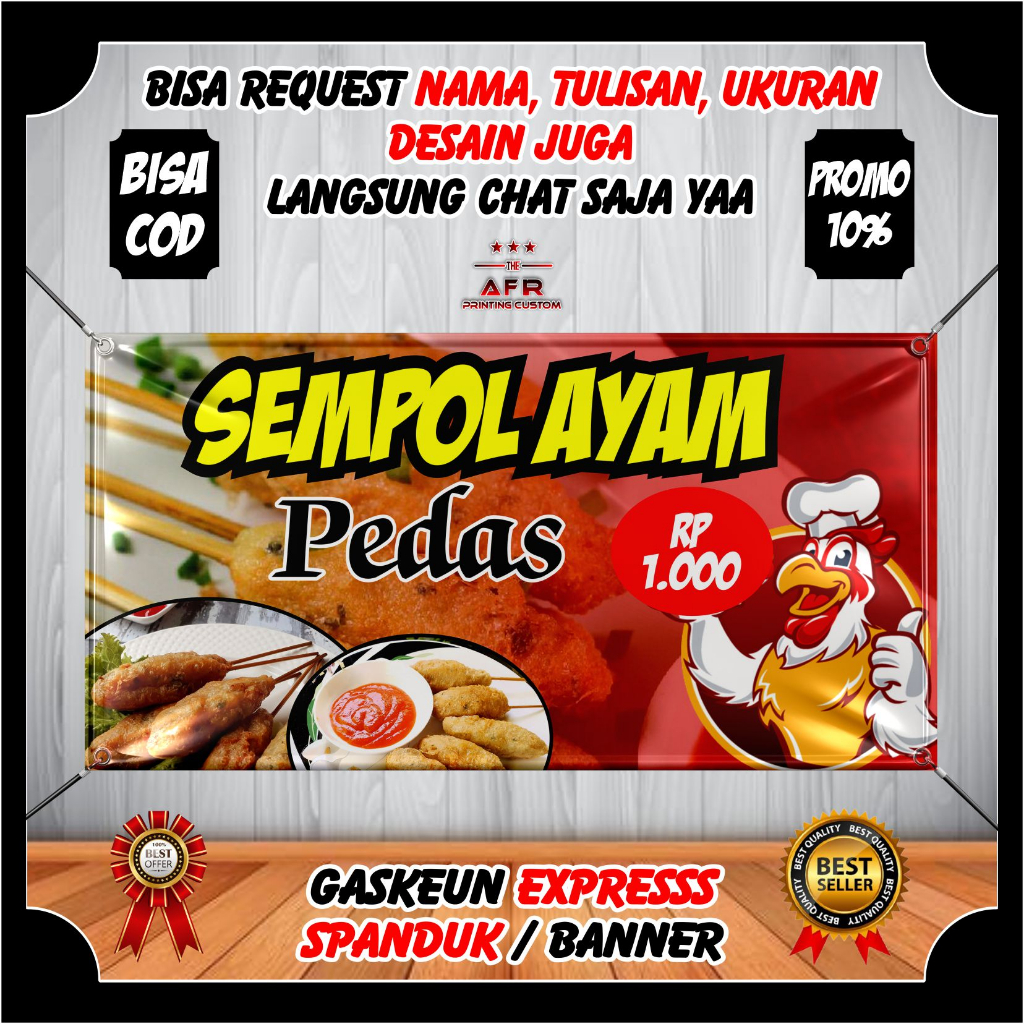 Spanduk Banner Backdrop Sempol Ayam - Banner Jualan Makanan Sempol Ayam Viral Kekinian Paling dicari