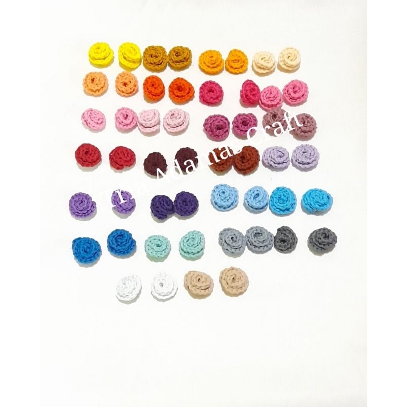 Rajutan Bunga Mawar kuncup/Rajutan Bunga/Aplikasi Rajutan Bunga/Hiasan Rajut